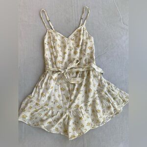 Hollister White Romper with yellow Floral Detail